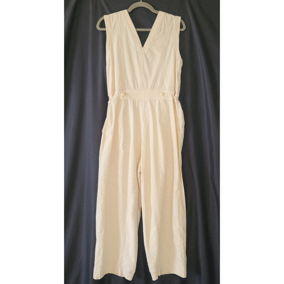 Anthropologie Daily Practice Soller White Cotton Drawstring Jumpsuit XS - Picture 8 of 12
